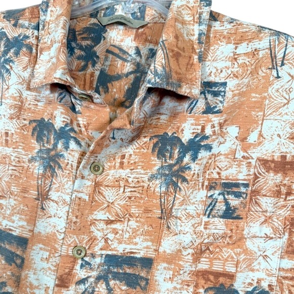 Paradise Collection Palm Tree Print 100% Silk Button Up Short Sleeve Shirt XXL - Picture 1 of 5